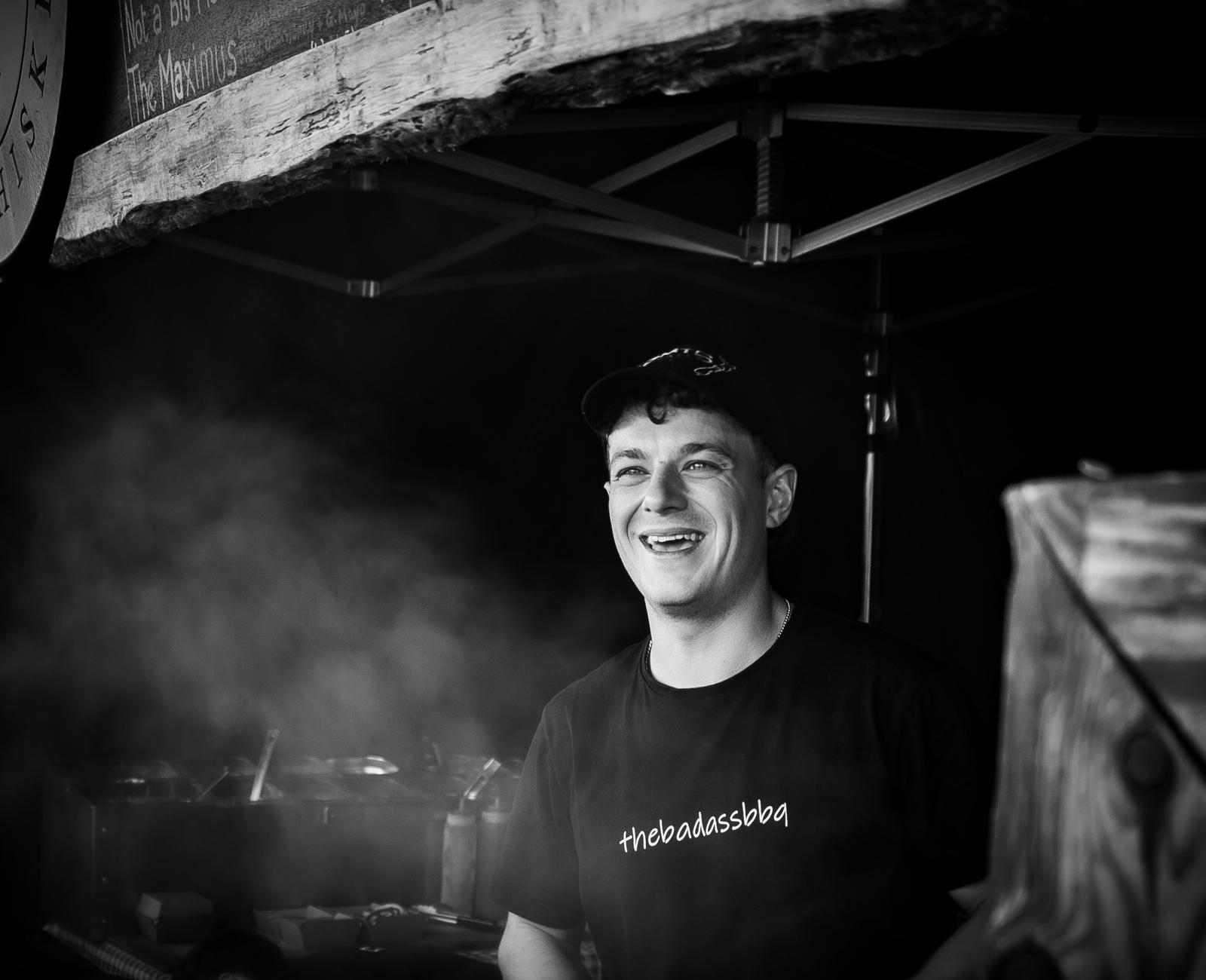 Alex cooking at The Badass BBQ