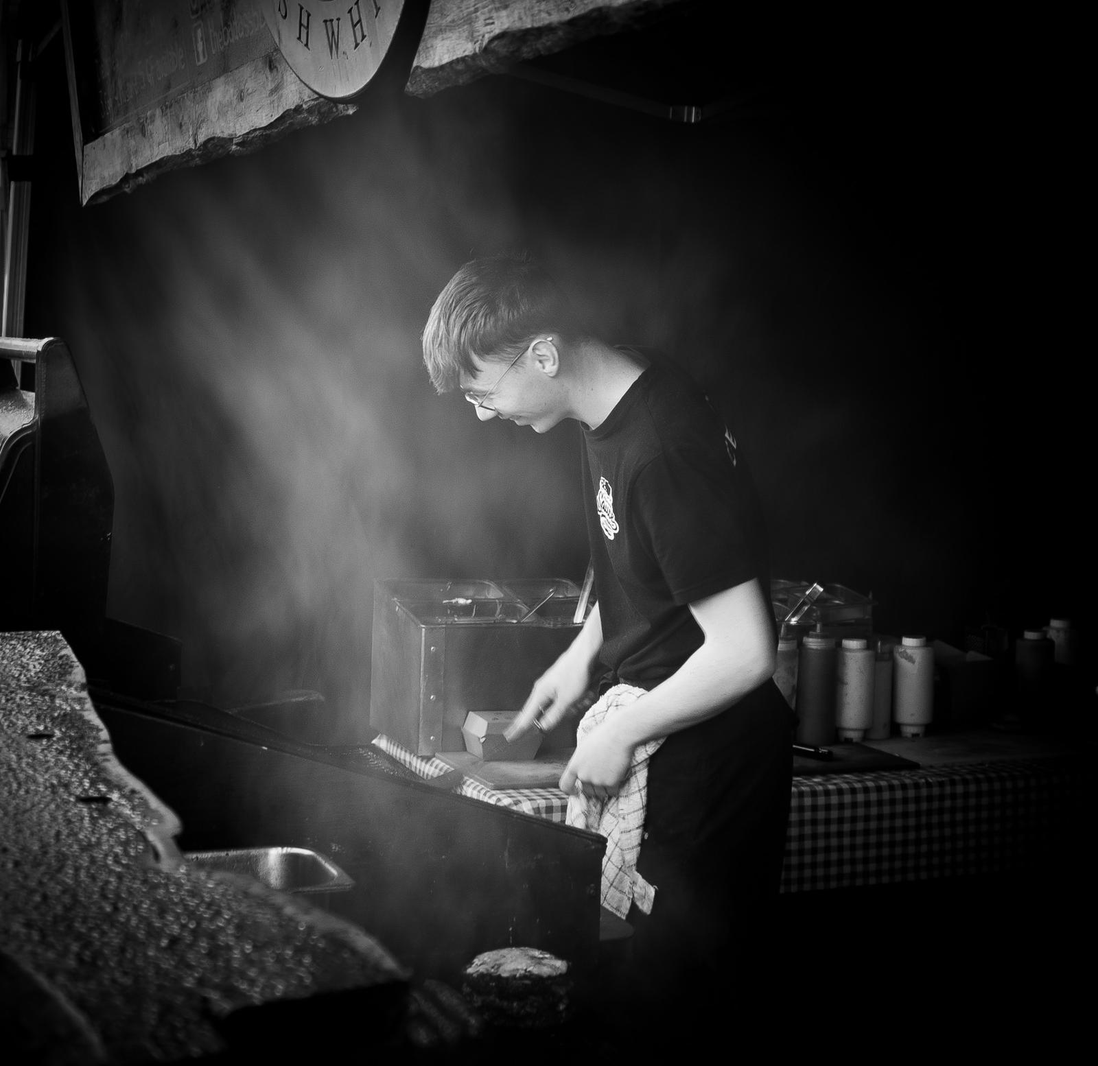 Prepping burgers fresh